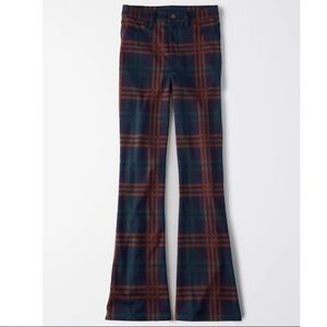 American Eagle Navy blue plaid bell bottoms